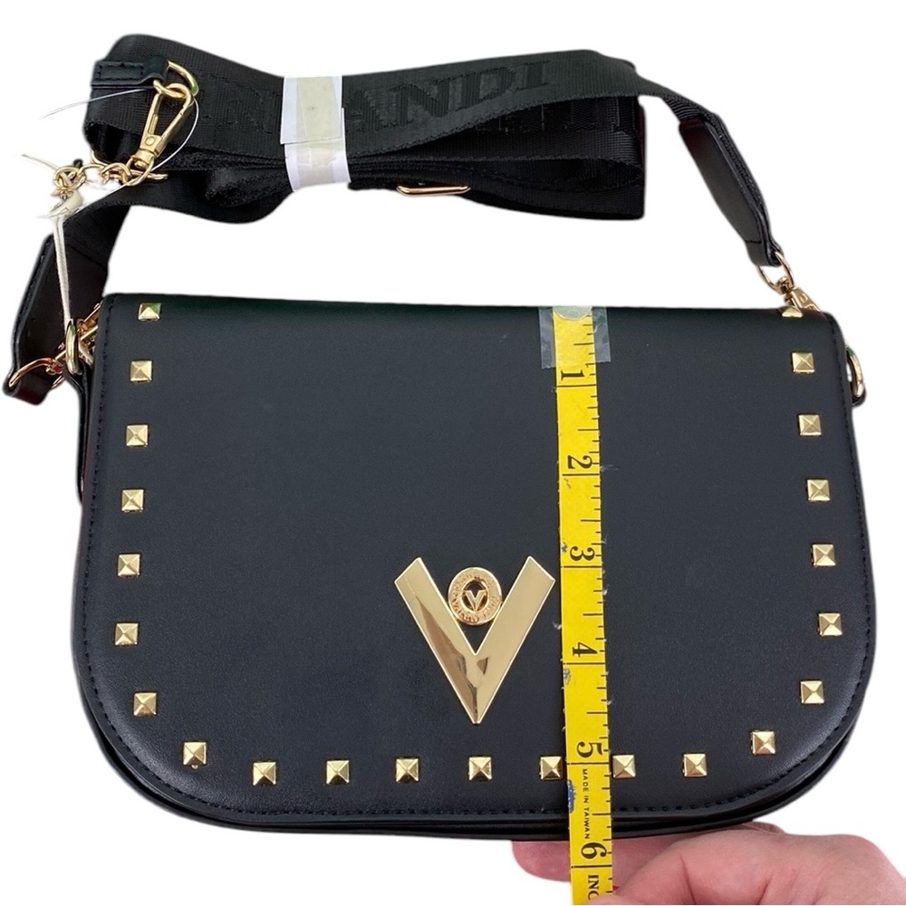 Valentino Orlandi Black Studded Vegan Leather Crossbody Bag and Coin Purse - Picture 12 of 17